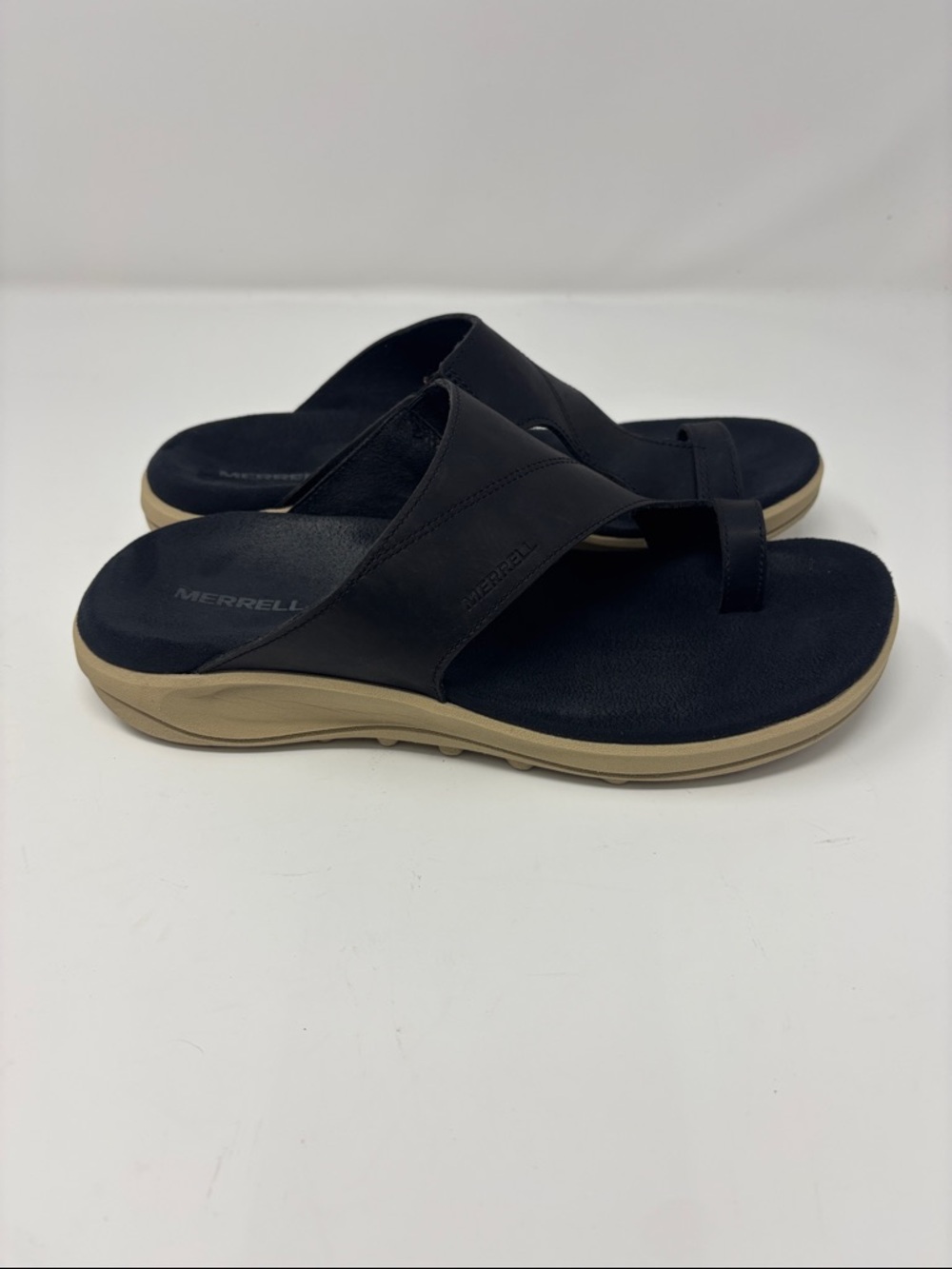 Merrell Black Slide Sandals with Tan Sole 7 - Picture 4 of 8